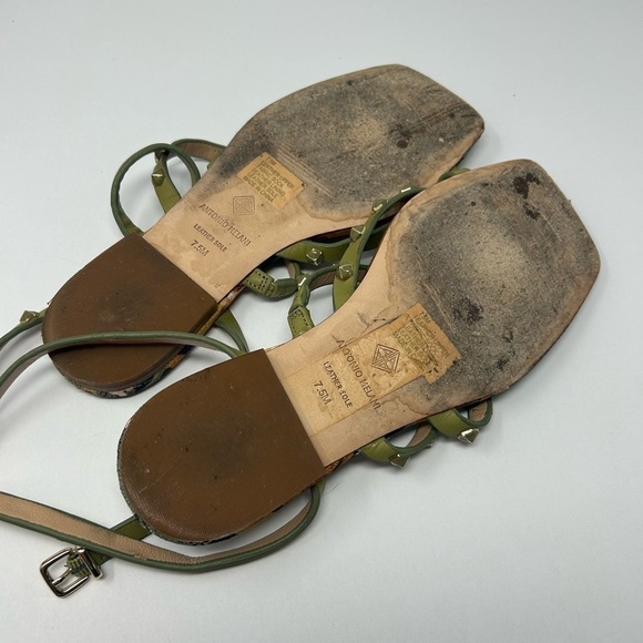 Antonio Melani Leather Studded Ankle Strap Tropical Print Sandals Size 7.5 - Picture 6 of 7